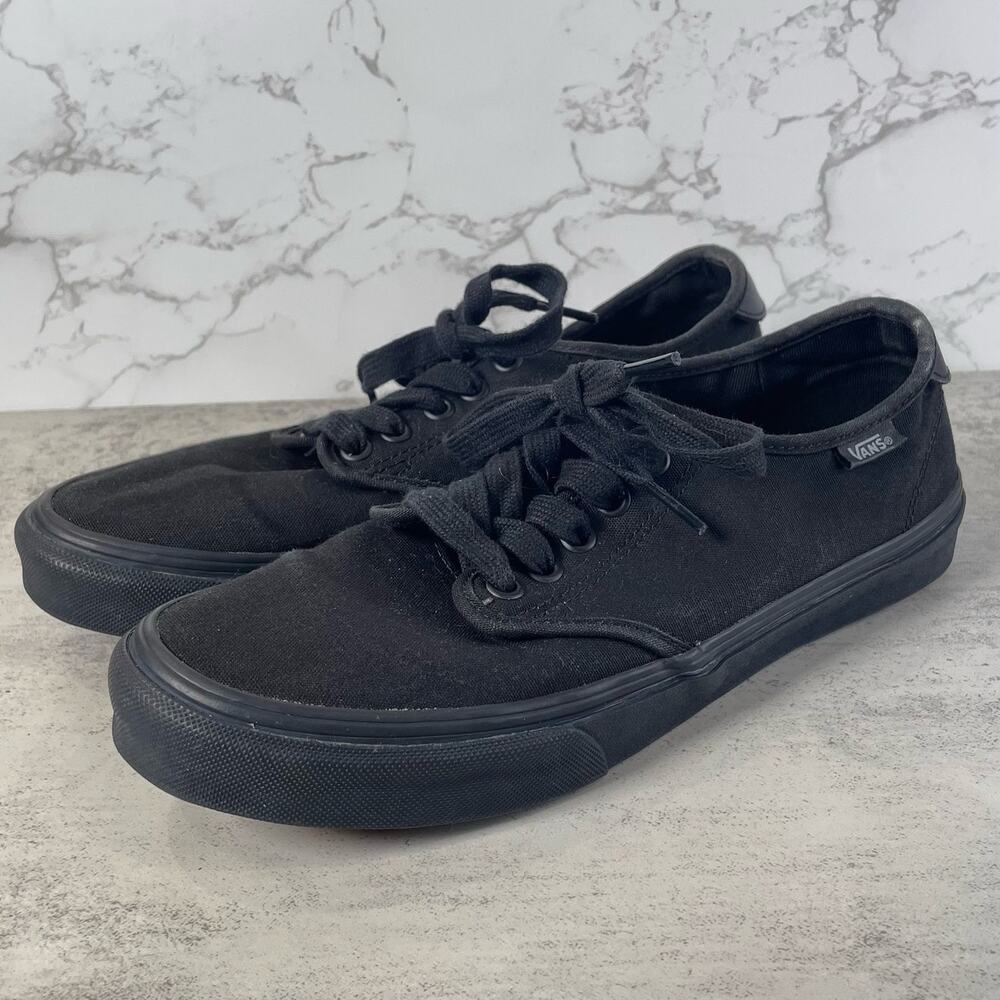 Vans Womens 9.5 Black Canvas Skateboarding Sneaker Athletic Shoes 721356 Lace-Up